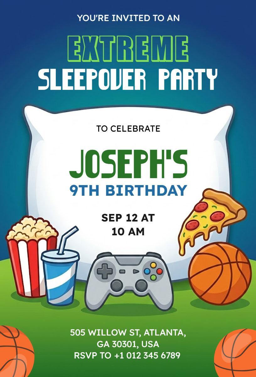 Extreme Sleepover Adventure Party Invitation Template