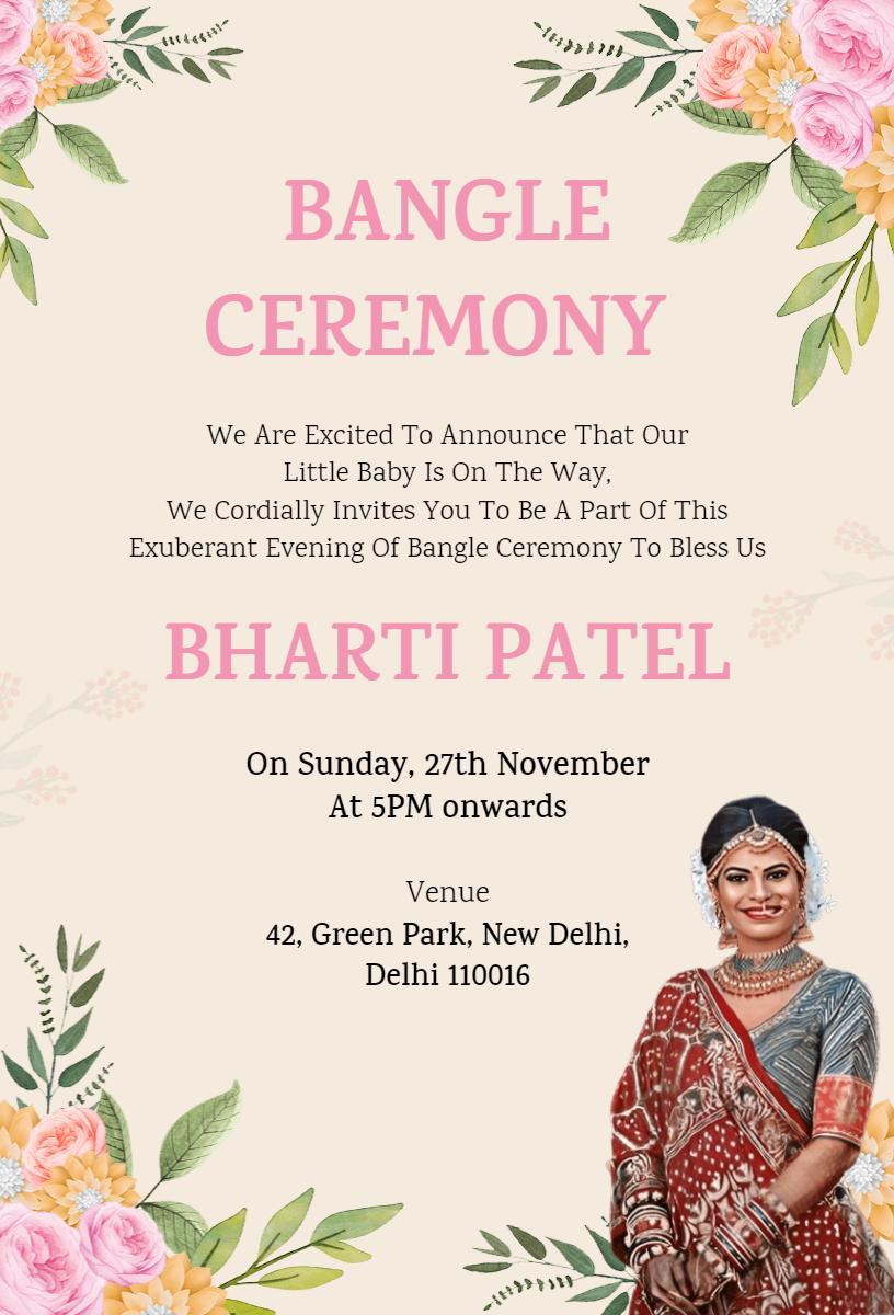 Exuberant Cultural Bangle Ceremony Blessing Invitation Template