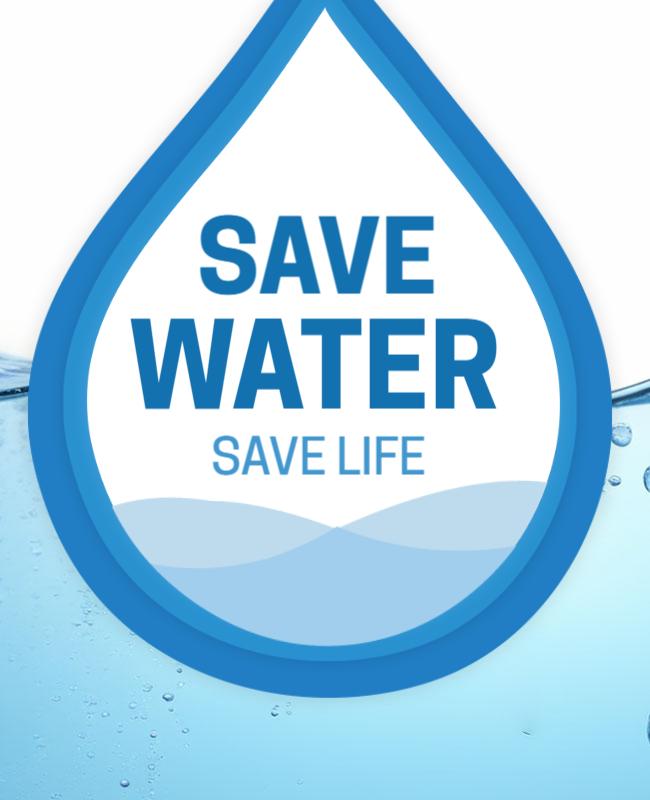 Eye-Catching Aqua Save Water Environmental Awareness Poster Template