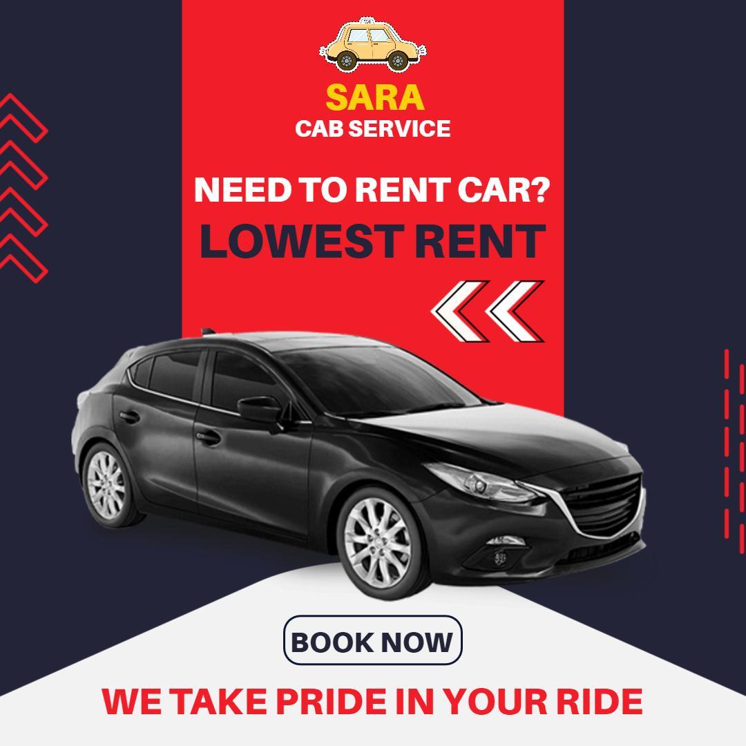 Eye-Catching Black Car Rental Service with Lowest Rent Offer Ad Template
