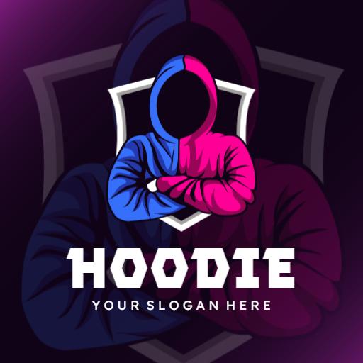 Eye-Catching Blue and Pink Hoodie Design Showing Strength Logo Template
