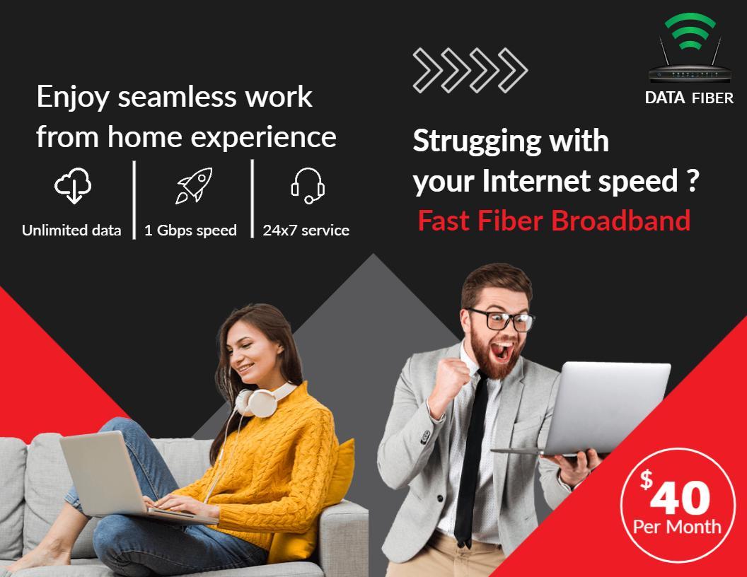 Eye-Catching Data Fiber Plans and Services Bi Fold Brochure Template