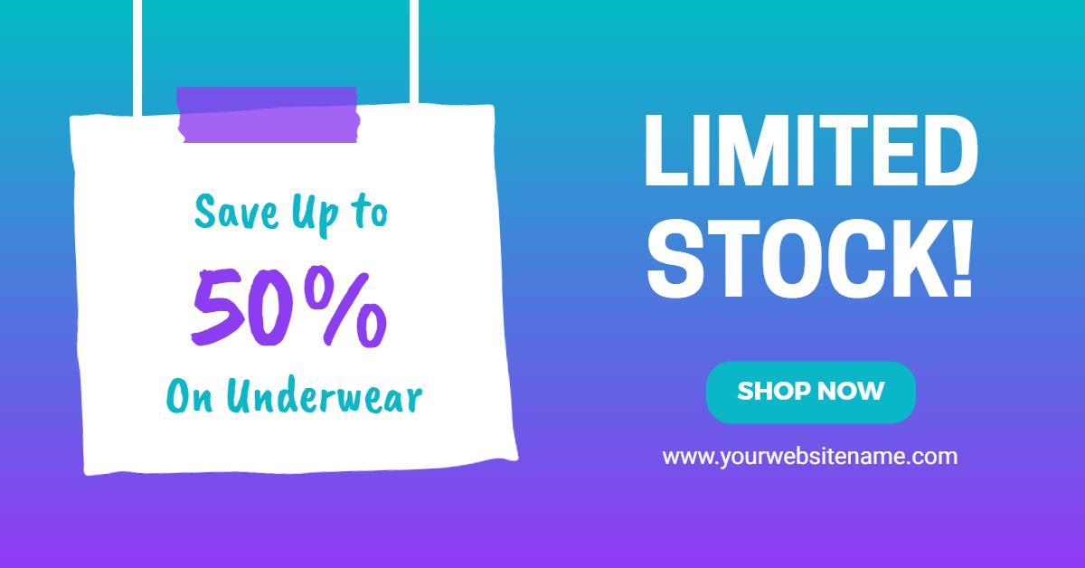 Eye-Catching Gradient Sale Announcement for Underwear Facebook Ad Template