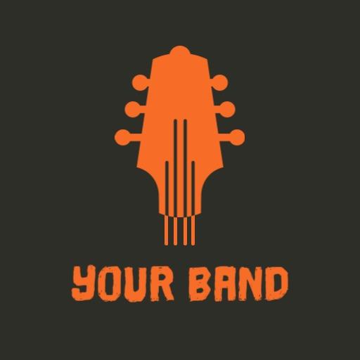 Eye-Catching Orange Guitar Design for Your Band Logo Template