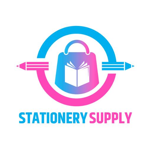 Eye-Catching Pink and Blue Stationery Supply Logo Template