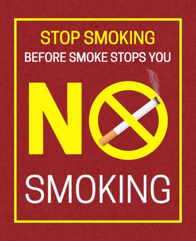 Eye-Catching Red Anti-Smoking Awareness Campaign Poster Template
