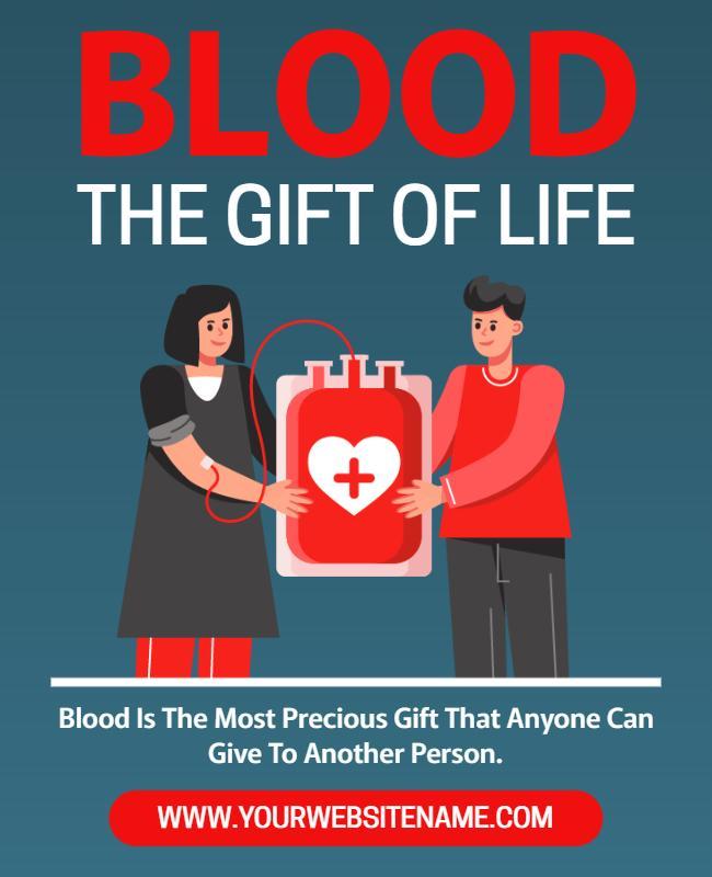 Eye-Catching Red Blood Donation Awareness Poster Template