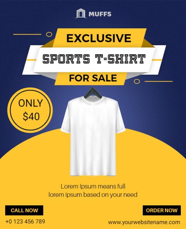 Eye-Catching Yellow Sports T-Shirt Sale Poster Template