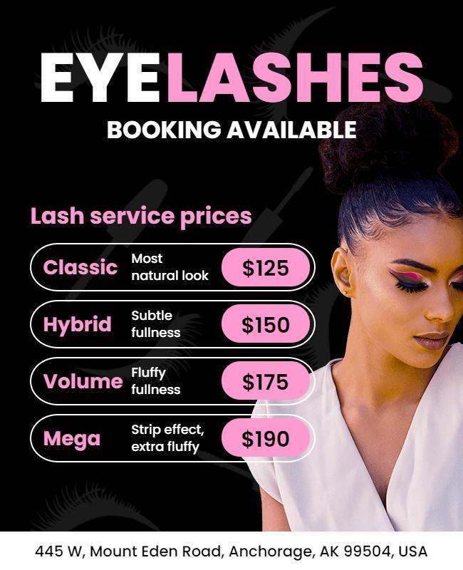 Eyelash Extensions Pricing Flyer Template