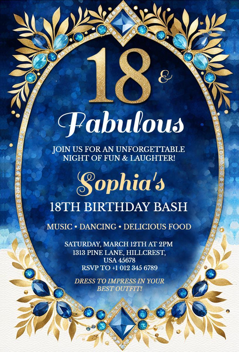 Fabulous 18th Birthday Celebration Glamorous Invitation Template