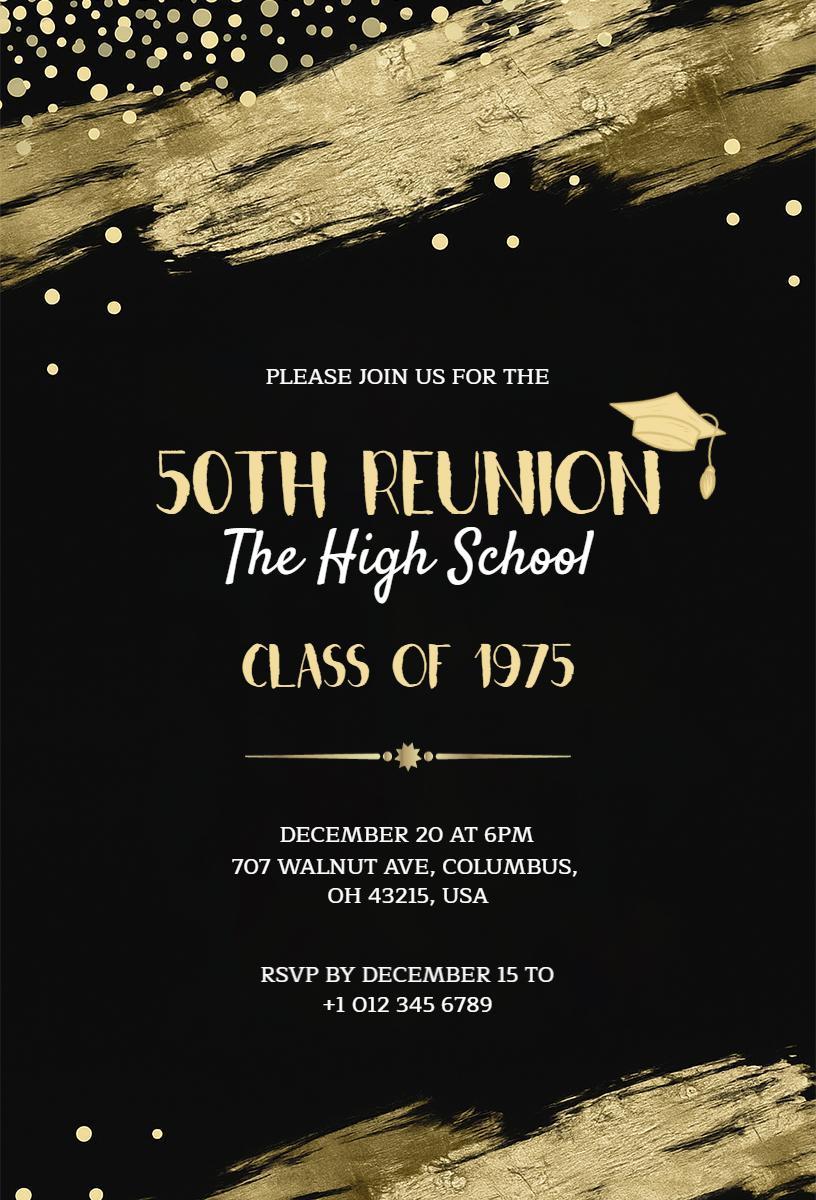 Fabulous 50th High School Reunion Celebration Invitation Template