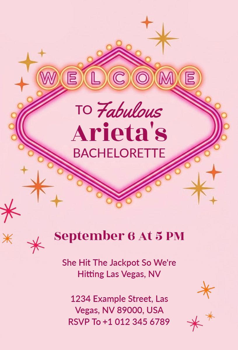 Fabulous Las Vegas Bachelorette Party Celebration Invitation Template