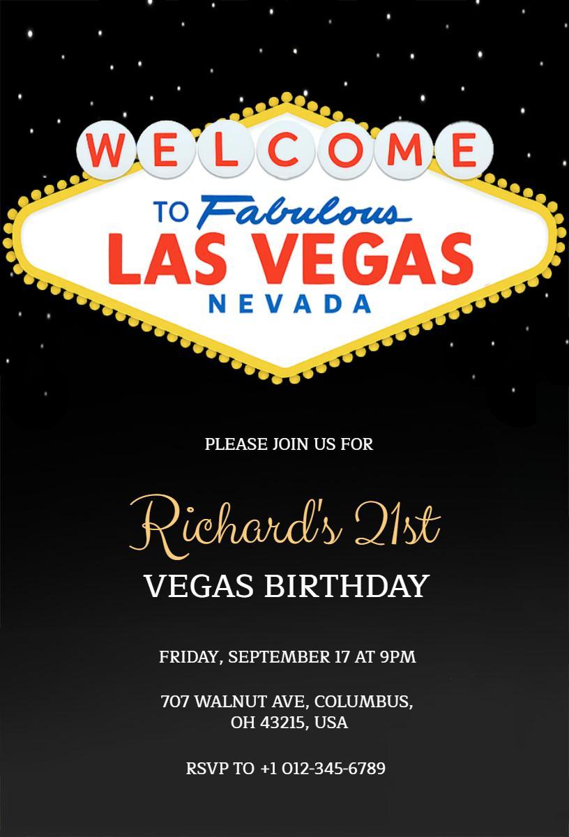 Fabulous Vegas 21st Birthday Celebration Invitation Template