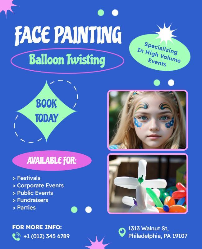 Face Painting and Balloon Twisting Event Flyer Template