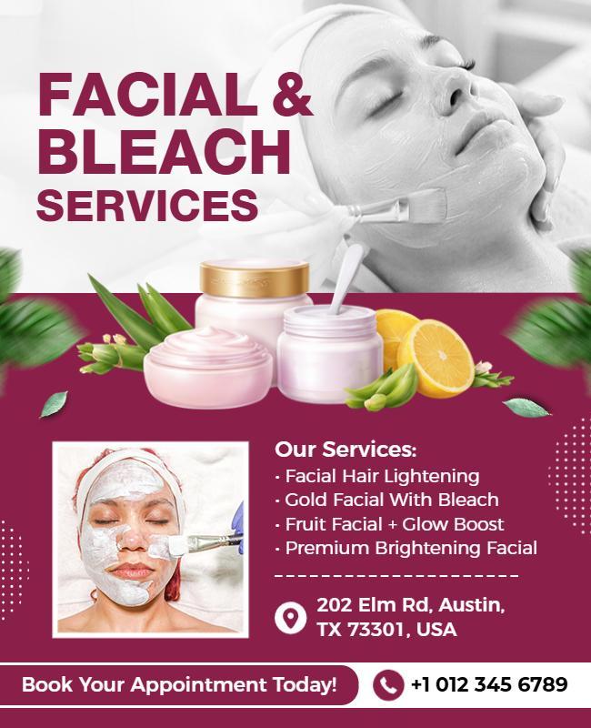 Facial and Bleach Services Advertisement Poster Template
