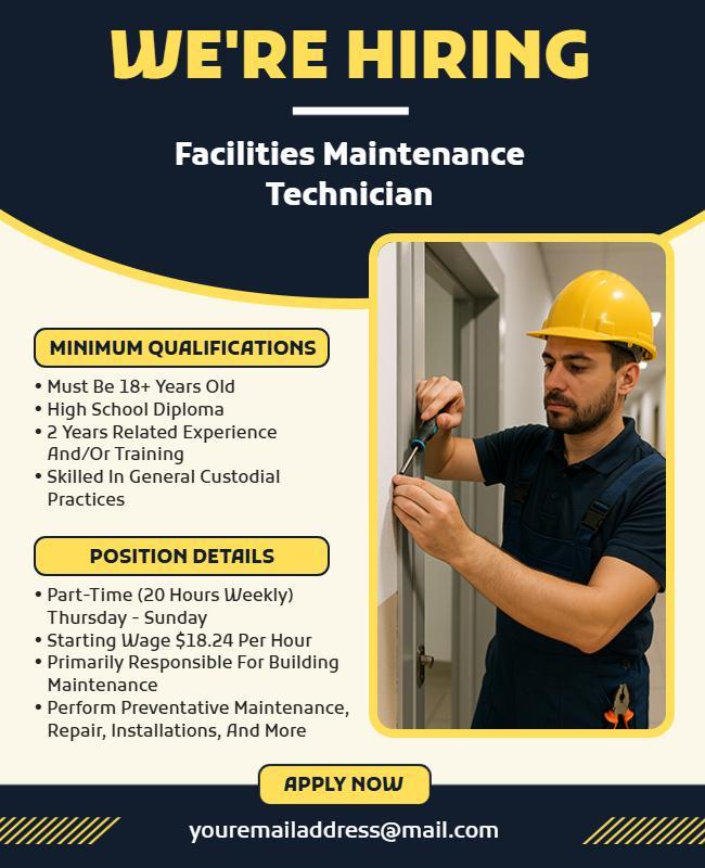 Facilities Maintenance Technician Hiring Flyer Template