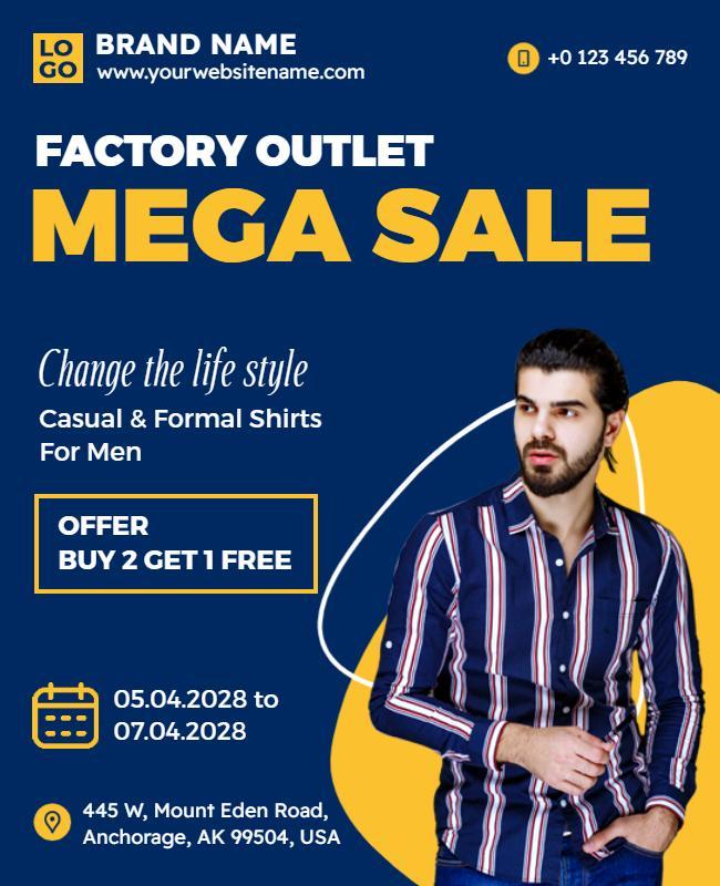 Factory Outlet Mega Sale Promotion Flyer Template