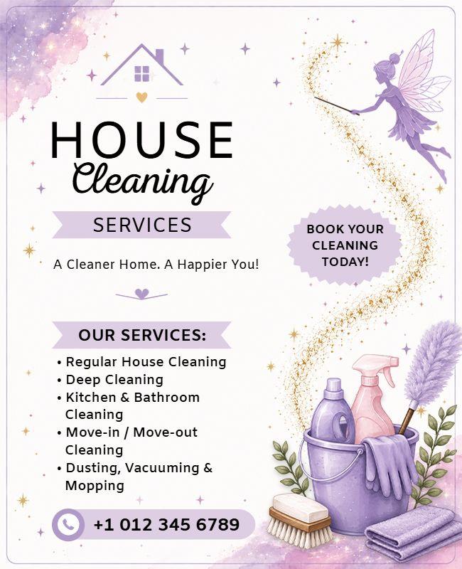 Fairy-Themed House Cleaning Services Flyer Template
