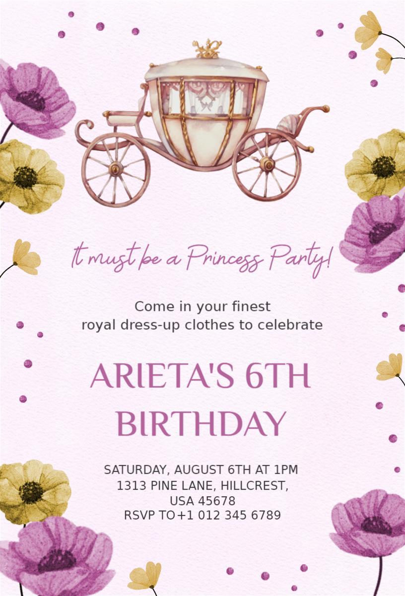 Fairytale Princess Party Magical Birthday Celebration Invitation Template