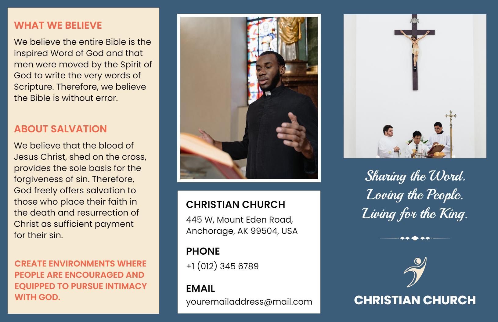 Faith-Based Community Beliefs and Salvation Church Brochure Template