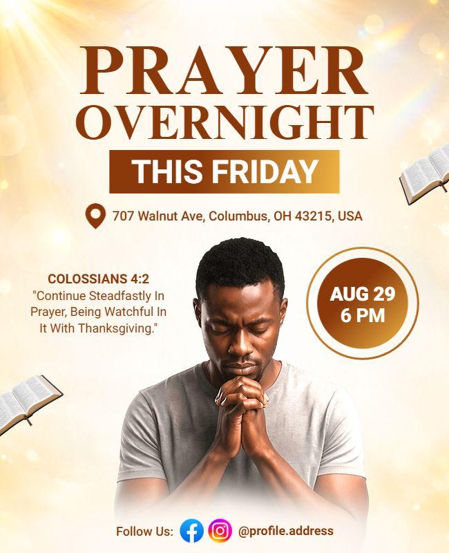 Faith-Based Overnight Prayer Service Flyer Template