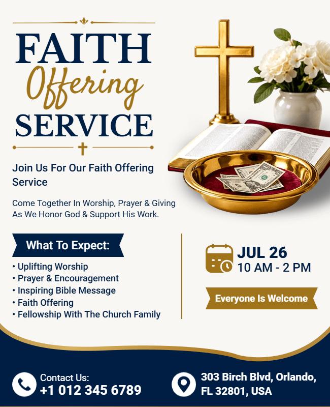 Faith Offering Church Service Flyer Template