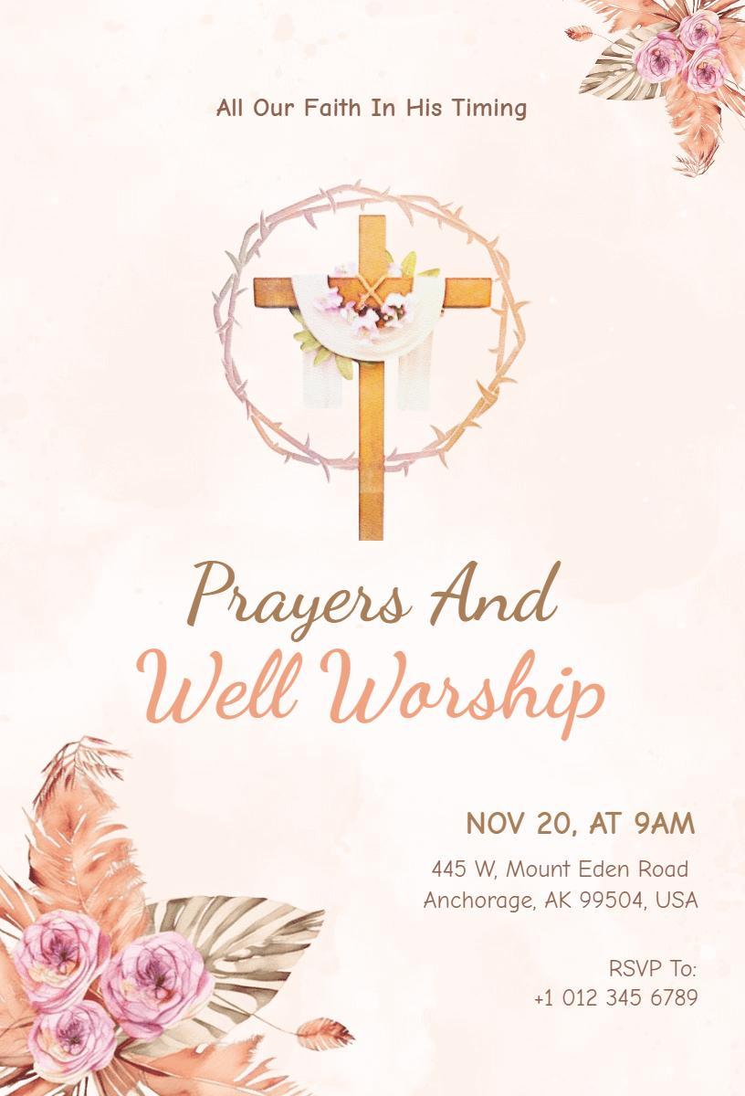 Faithful Community Worship Praise Prayer Service Invitation Template