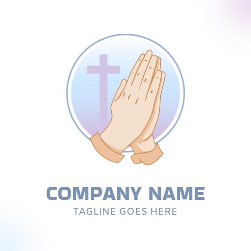 Faithful Hands in Prayer with Cross Symbolizing Hope Logo Template