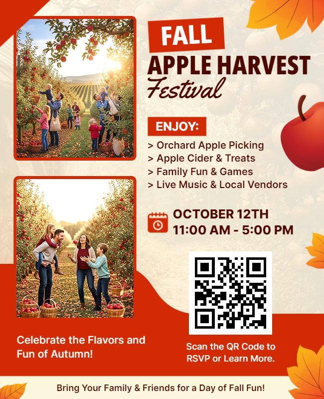 Fall Apple Harvest Festival Family Fun Flyer Template