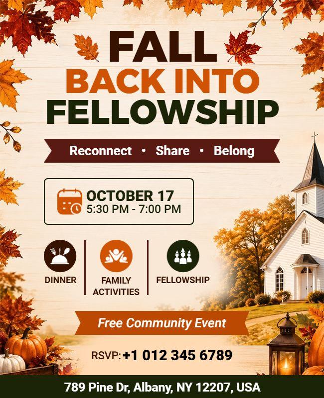 Fall Back Into Fellowship Event Flyer Template