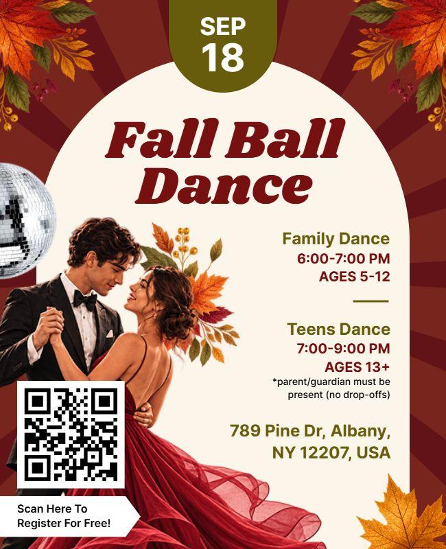 Fall Ball Dance Event Flyer Template