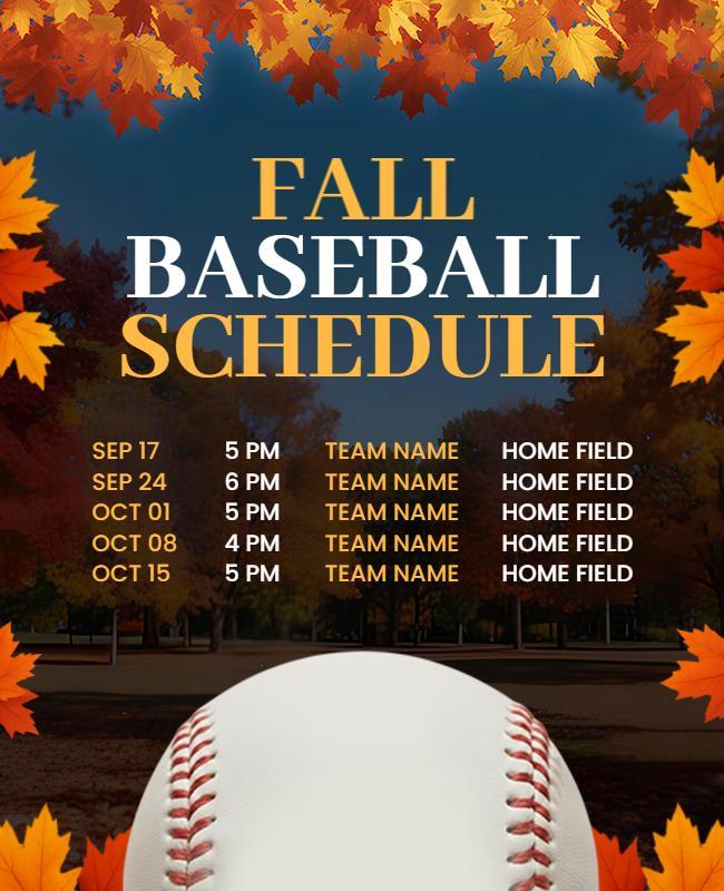 Fall Baseball Season Schedule Flyer Template
