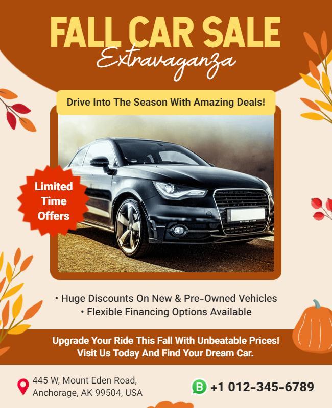 Fall Car Sale Extravaganza Promotional Flyer Template