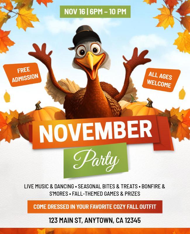 Fall Celebration November Party Flyer Template