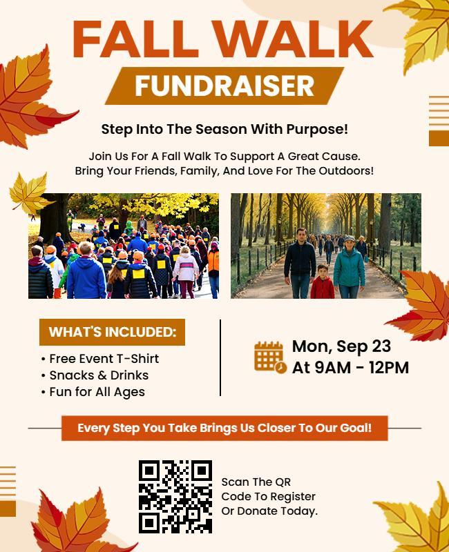 Fall Charity Walk Fundraiser Event Flyer Template