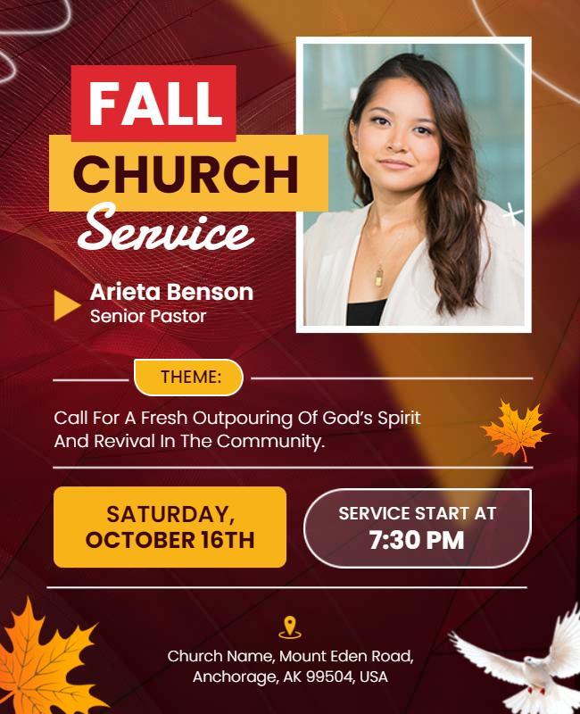 Fall Church Service Community Gathering Flyer Template