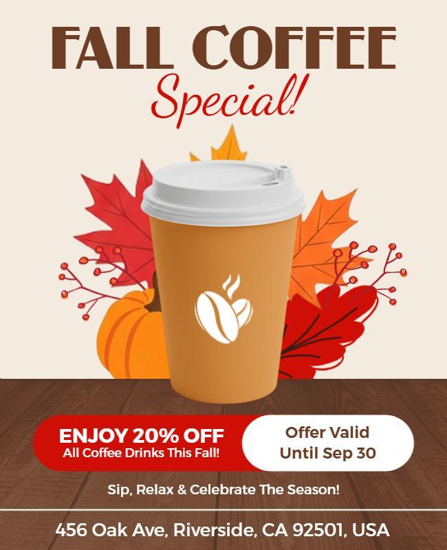Fall Coffee Promotion Flyer Template
