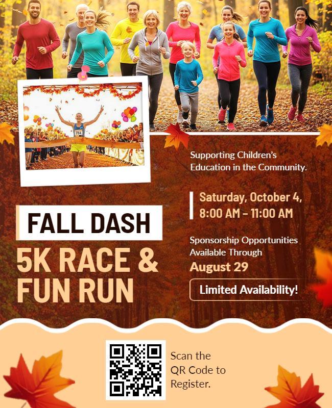 Fall Community 5k Race and Fun Run Flyer Template