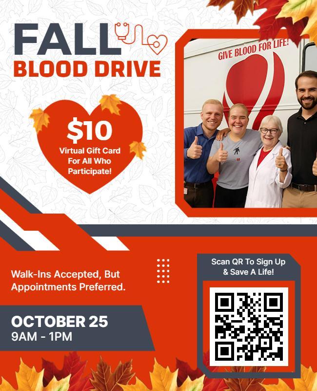 Fall Community Blood Drive Event Flyer Template
