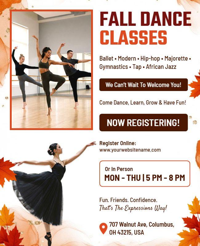 Fall Dance Classes Registration Flyer Template