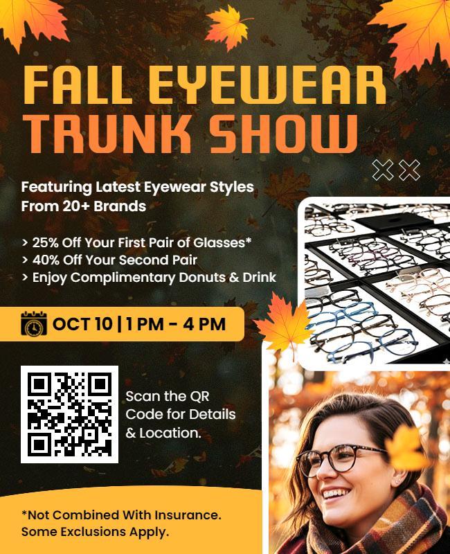 Fall Eyewear Trendy Glasses Trunk Show Flyer Template