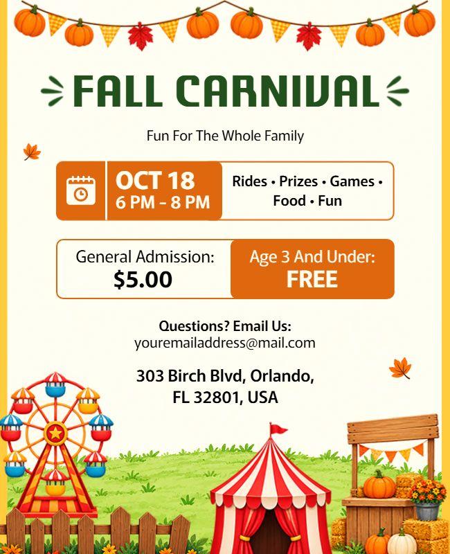 Fall Family Carnival Event Flyer Template
