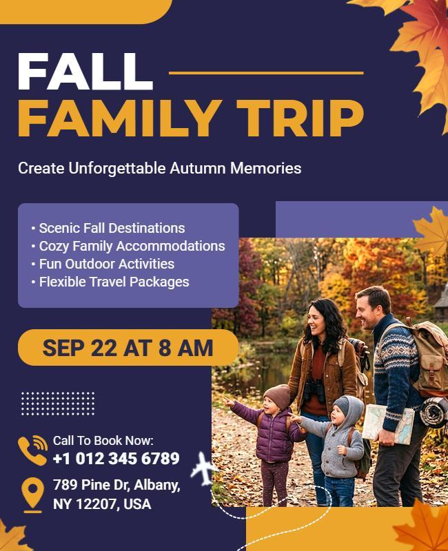 Fall Family Trip Promotion Flyer Template