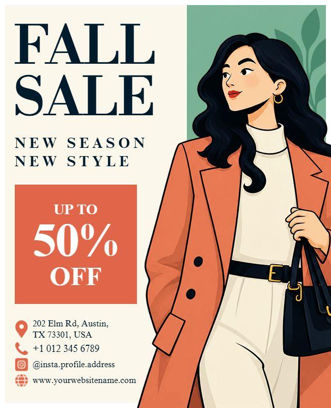 Fall Fashion Sale Discount Promotion Flyer Template