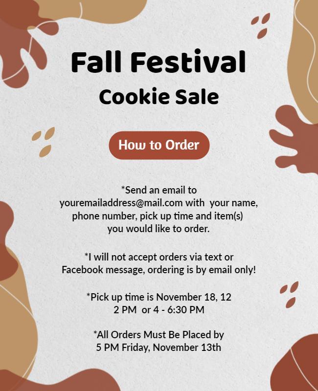 Fall Festival Cookie Sale Ordering Flyer Template