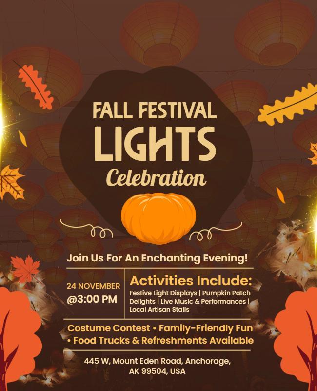 Fall Festival Lights Celebration Flyer Template