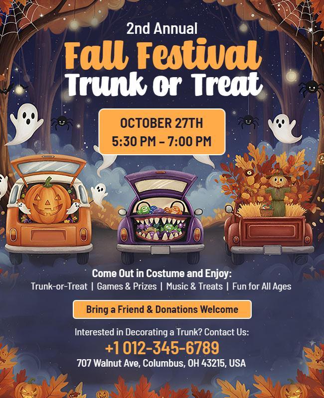 Fall Festival Trunk or Treat Event Flyer Template
