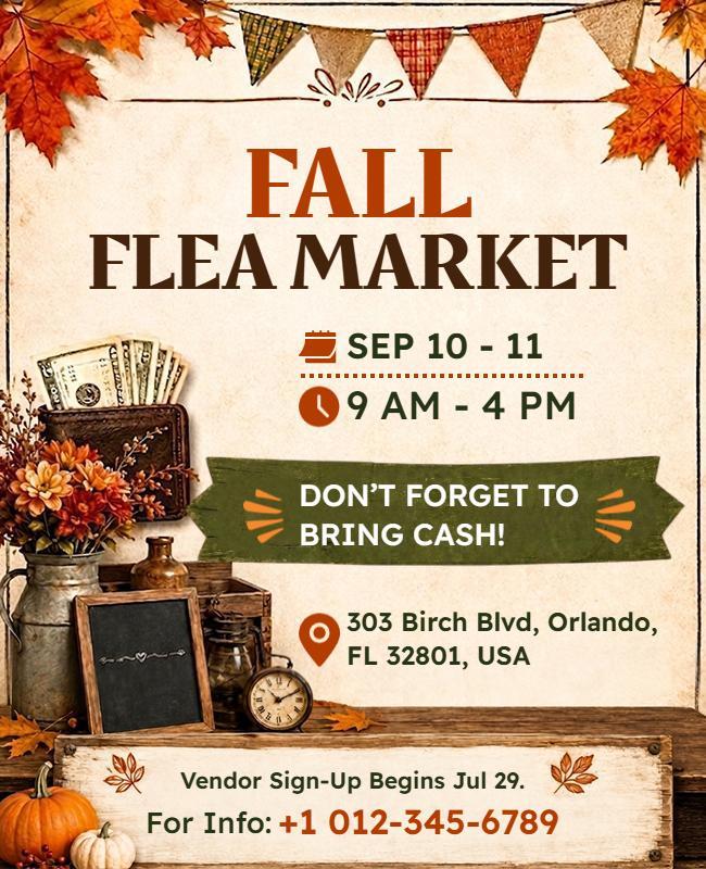 Fall Flea Market Event Poster Template