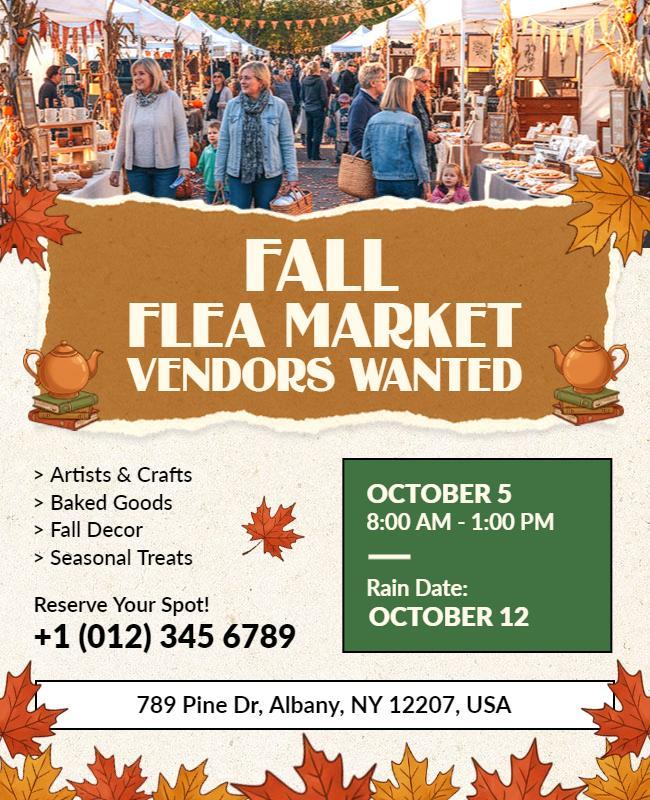 Fall Flea Market Vendors Wanted Flyer Template