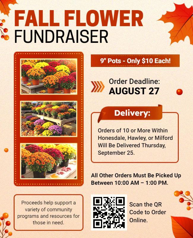 Fall Flower Fundraiser Event Flyer Template